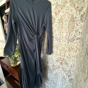 Marks & Spencer Navy Blue Long Sleeve Twist-Knot Midi Dress